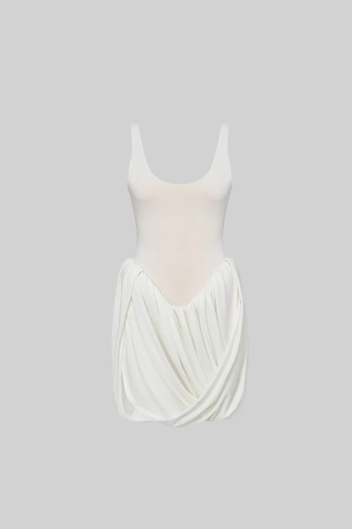 Sculptural Draped Mini Dress - White