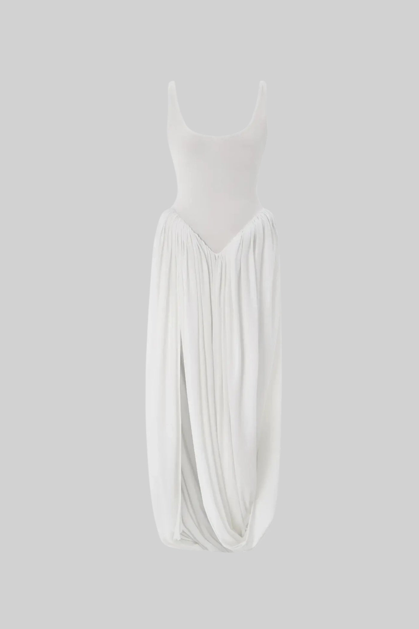 Sculptural Draped Maxi Dress - White