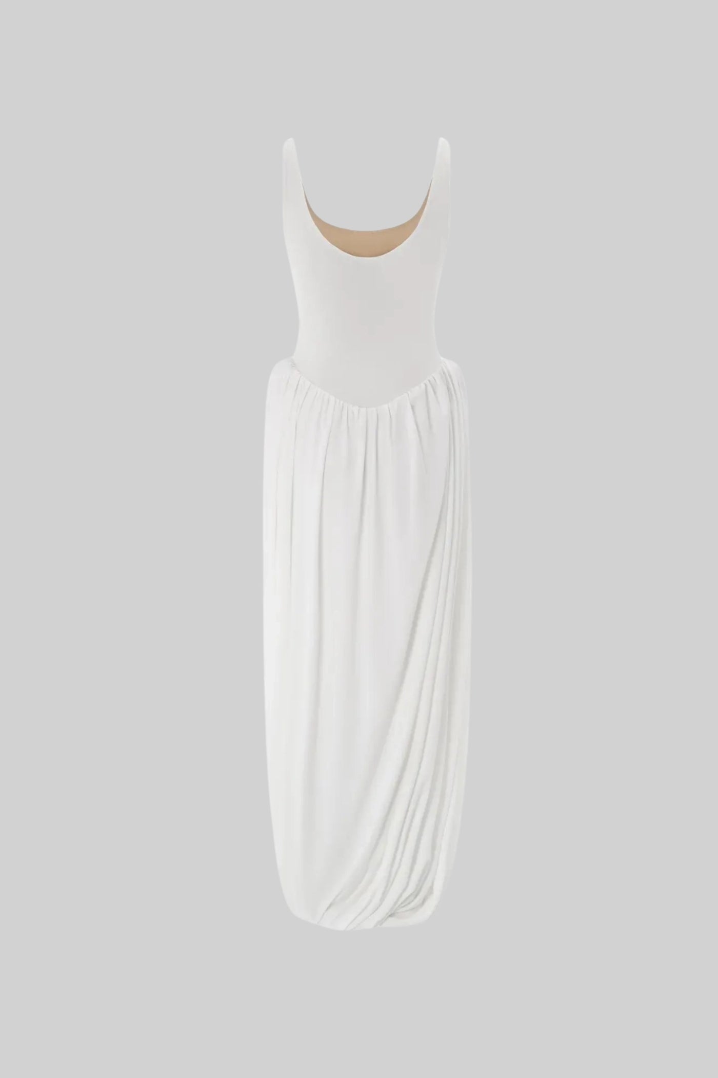 Sculptural Draped Maxi Dress - White