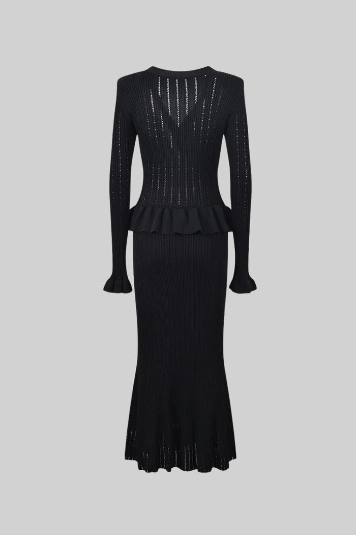 Ruffle & Flare Knit Set - Black