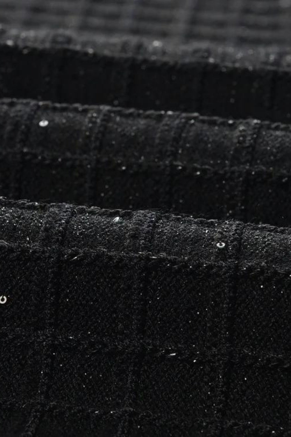 Short Sleeve Mini Tweed Dress with Decorative Details - Black