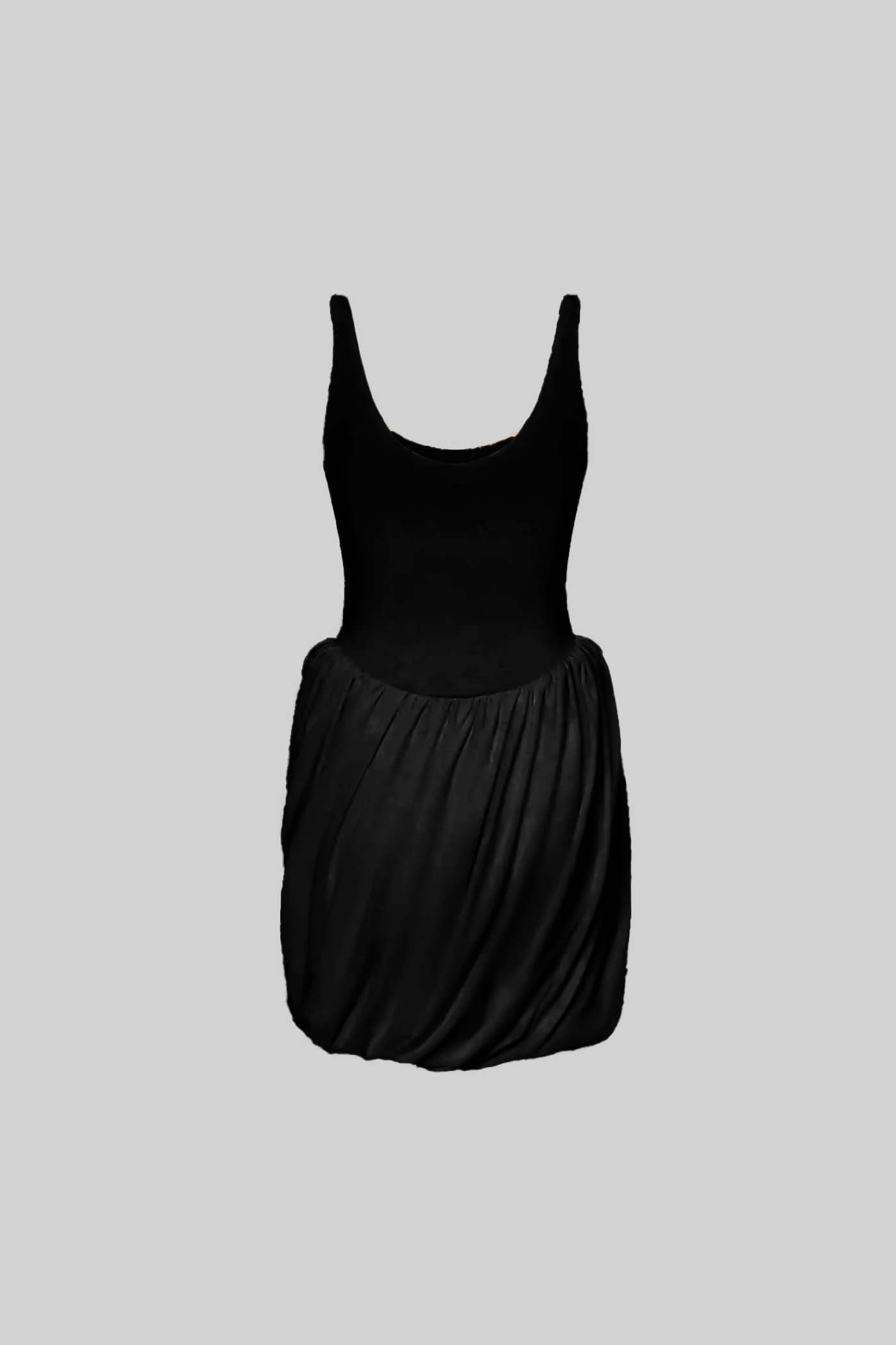 Sculptural Draped Mini Dress - Black