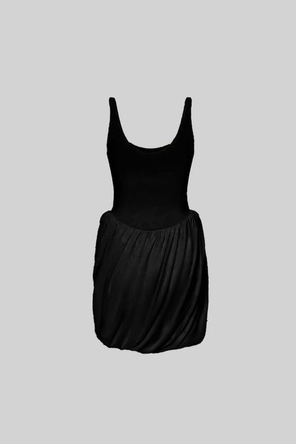 Sculptural Draped Mini Dress - Black