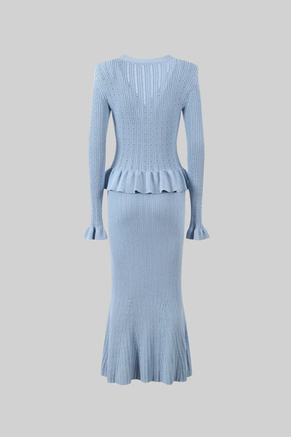 Ruffle & Flare Knit Set - Blue