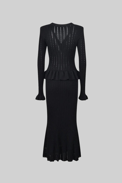 Ruffle & Flare Knit Set - Black