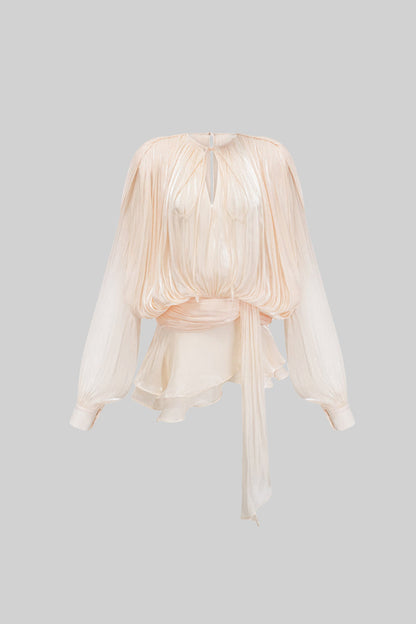 Draped Mini Dress - Beige
