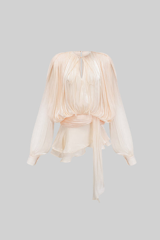 Draped Mini Dress - Beige