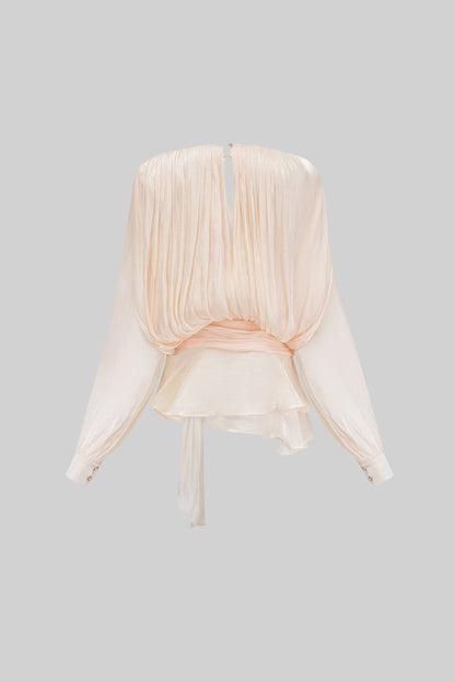 Draped Mini Dress - Beige