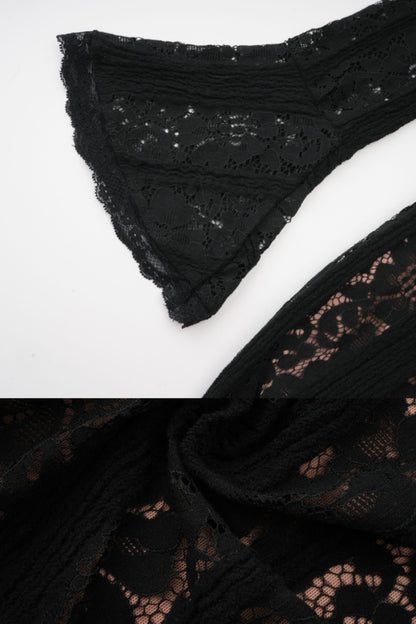 Lace Gown With Romantic Off-Shoulder Silhouette - Black